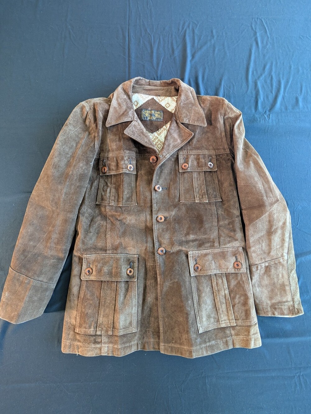 Vintage 1970s Hudson's Bay Suede Safari Utility Jacket XL